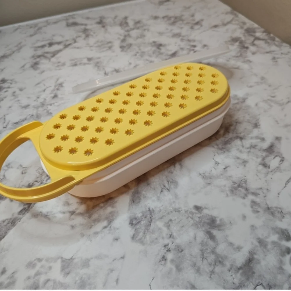 Vintage Tupperware Microwave Steamer Poacher Grater Set Yellow White 3pc Retro